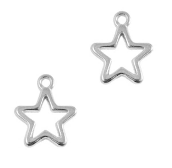 DQ metaal bedel star zilver 16x14mm