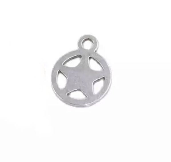 Stainless steel bedel cut out star zilver