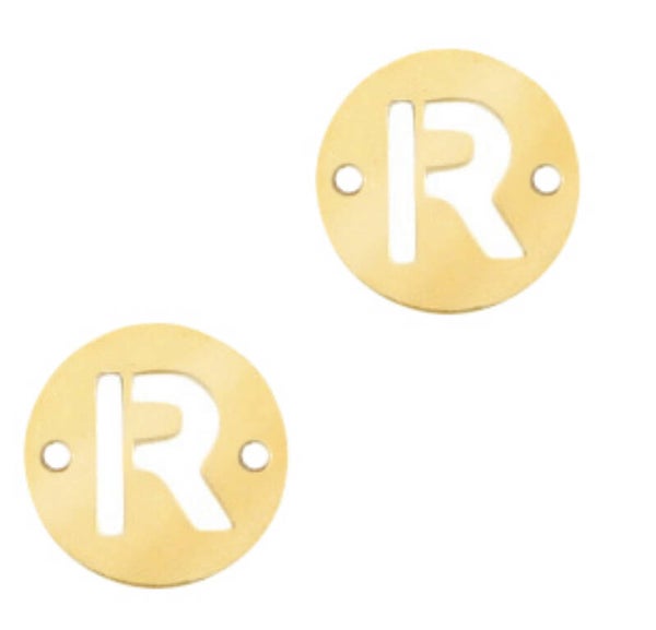 Stainless steel initial coin 10mm R goud