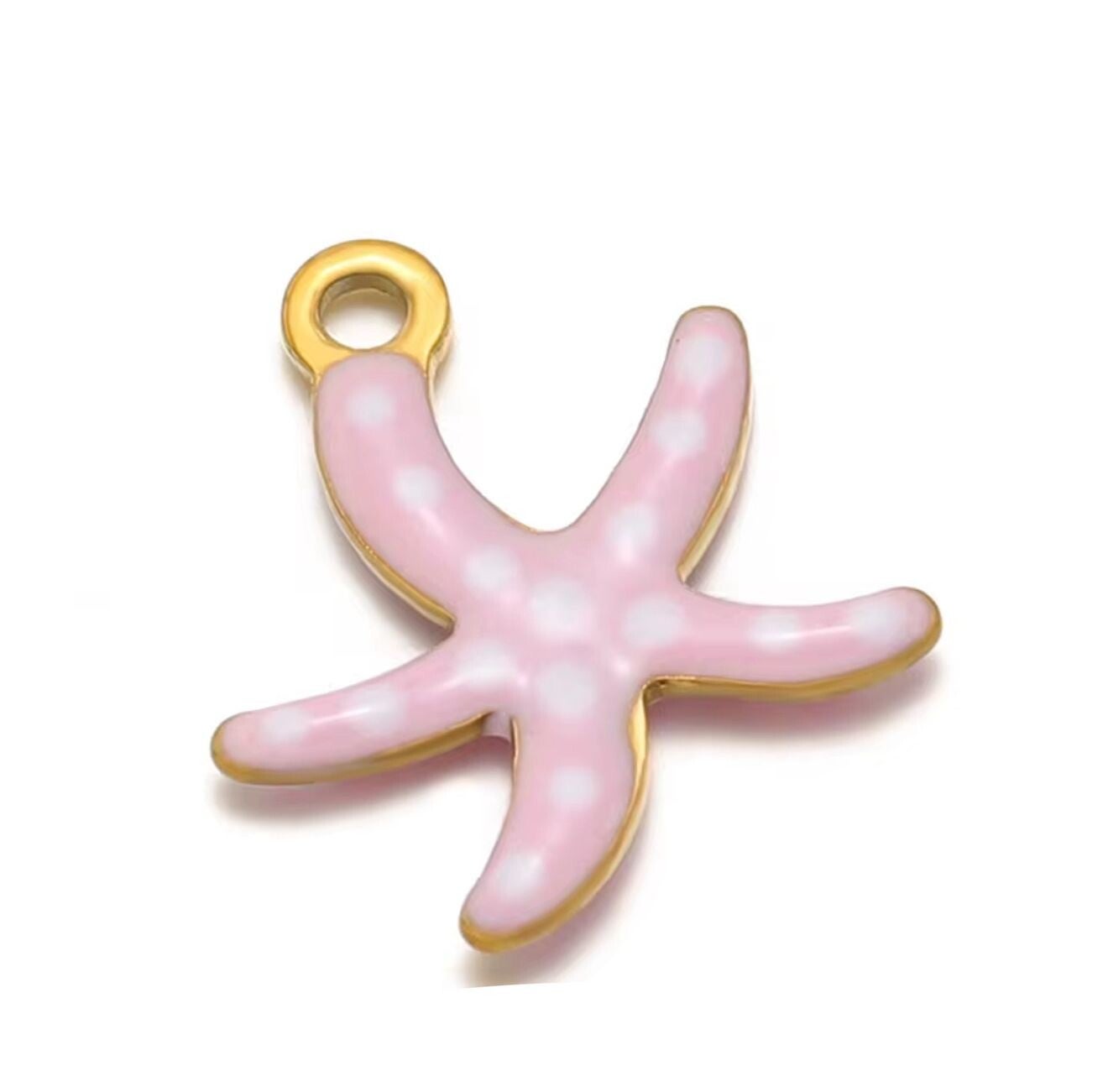 Stainless steel bedel zeester dots- roze wit goud