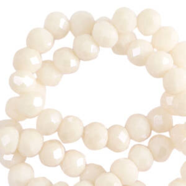 Facet kralen 8x6 mm pristine beige pearl shine coating