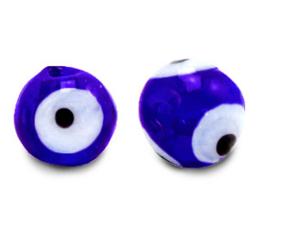 Evil eye glaskralen 6mm Cobalt blue 