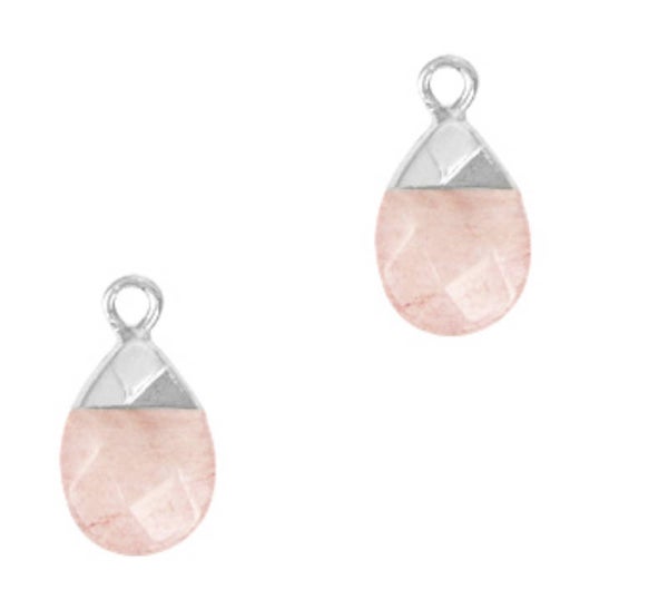 Natuursteen hanger Blossom pink - silver