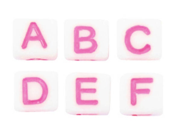 Acryl letterkralen mix white pink