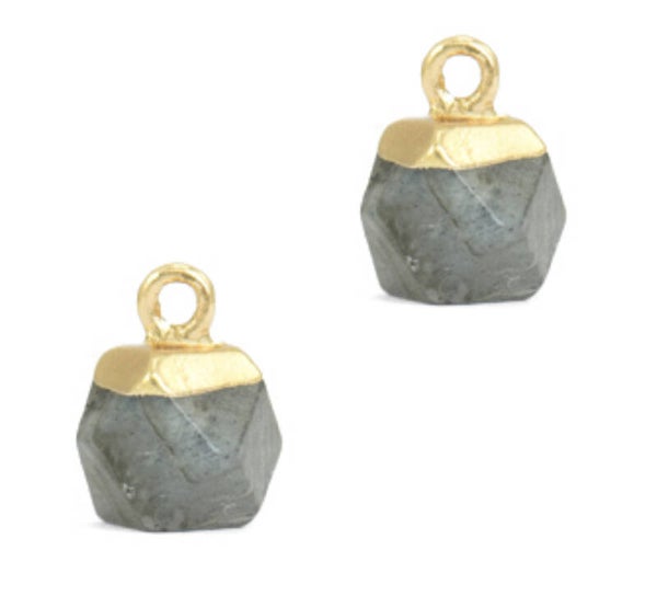 Natuursteen hanger hexagon fossil grey - Gold