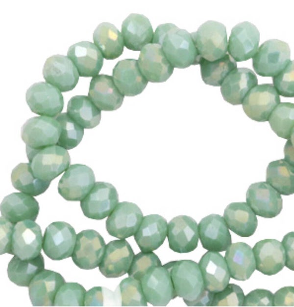 Facet kralen 8x6mm Nile green diamond shine coating