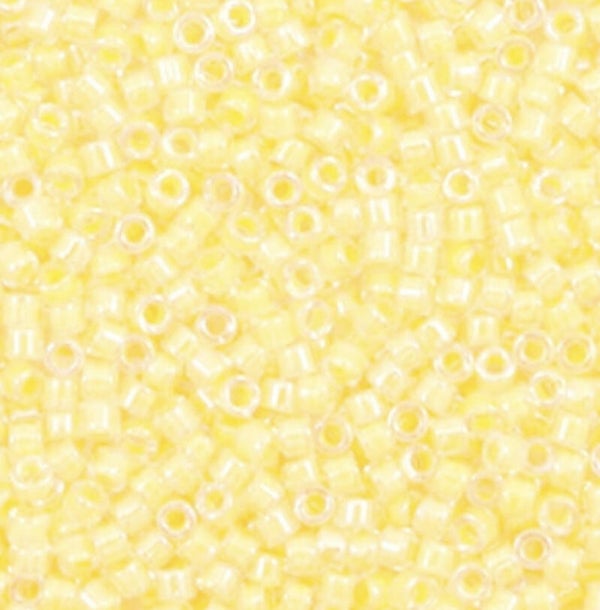 Miyuki Delica 11/0 2mm. Light lemon ice yellow DB-232