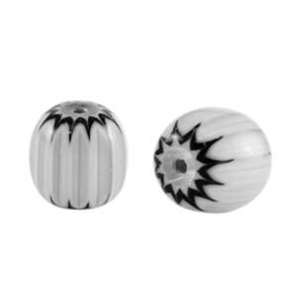 Millefiori glaskralen tube light grey
