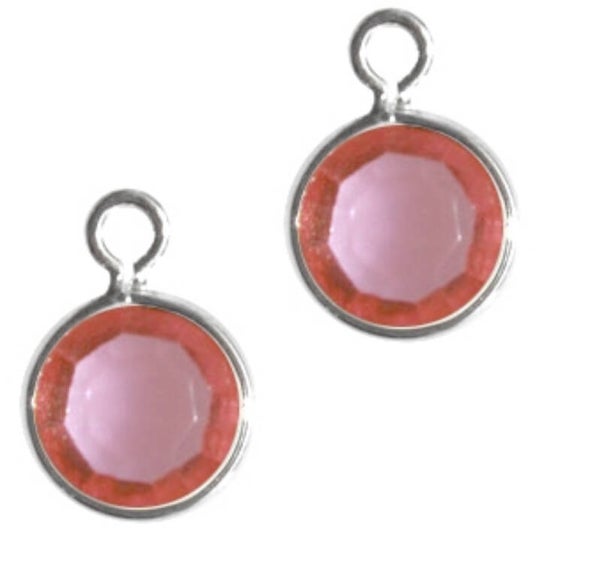 DQ hanger glasfacet silver/ pink. 10x7 mm