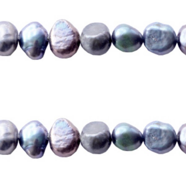 Zoetwater parels nuggets 4 - 5 mm peacock blue