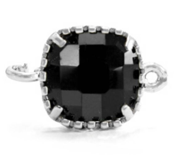 Crystal glas tussenstuk square jet black - silver