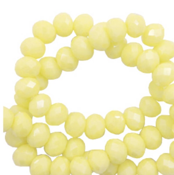Facet kralen top quality 6x4mm Sunshine yellow pearl shine coating