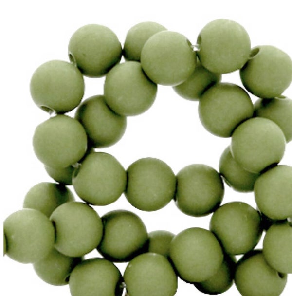 6mm Acryl kralen matt Green olive