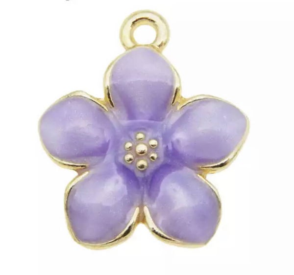 Bedel flower emaille gold - purple