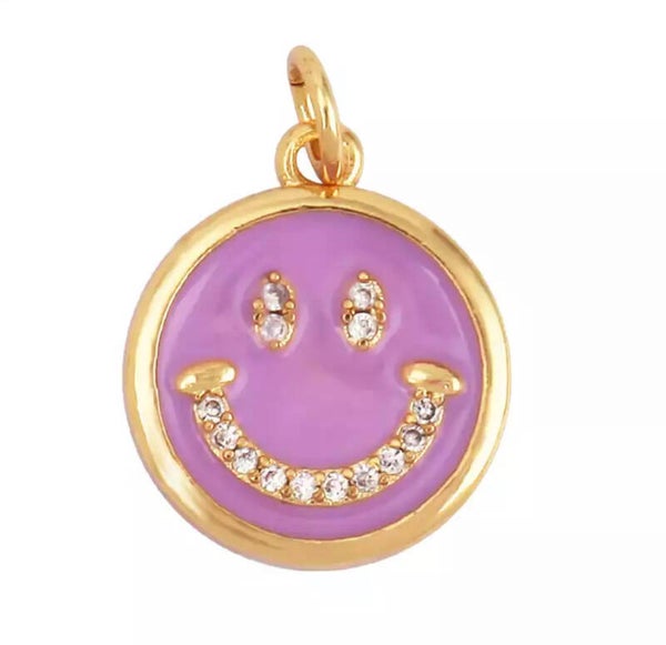 Smiley zirkonia bedel Purple - Gold plated