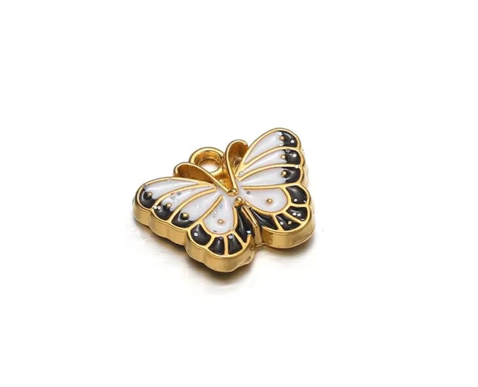 Stainless steel glitter vlinder