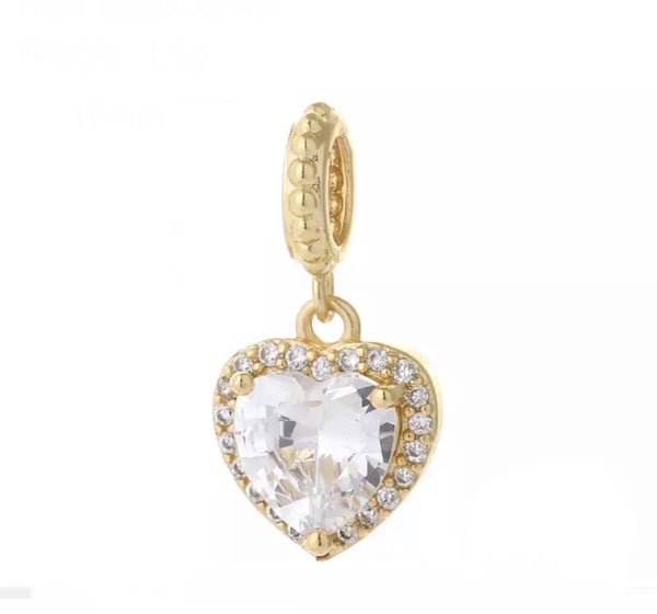 Zirkonia hanger crystal heart 9x18mm