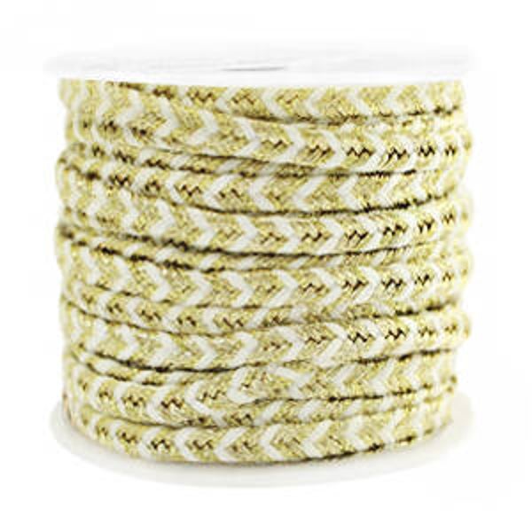 Gevlochten macramé draad 4mm Gold - White