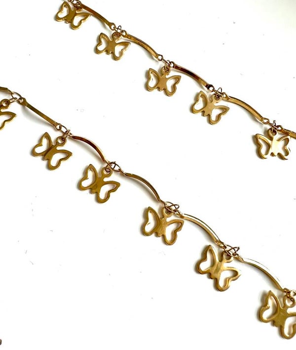 Stainless steel jasseron butterfly gold
