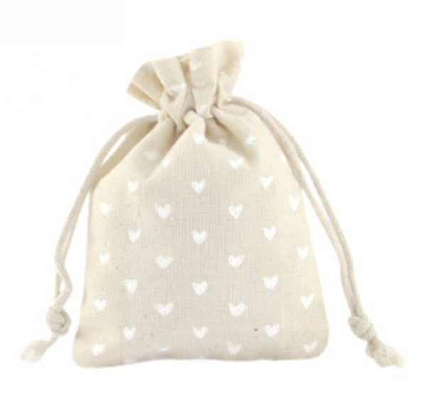 Sieraden zakje hearts linnen