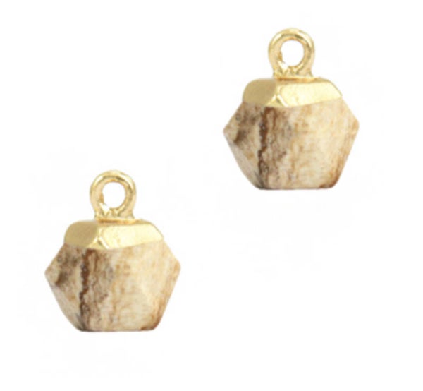 Natuursteen hanger Hexagon porcini brown - gold