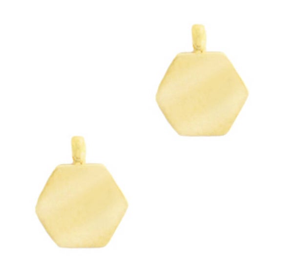 Stainless steel bedel Hexagon goud 8x10mm