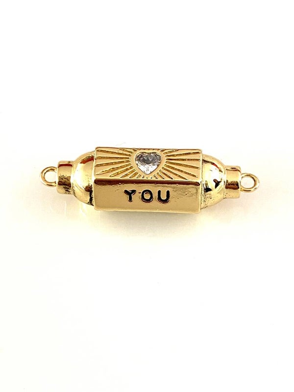Message bead zirkonia 2 ogen ❤️ you Goud
