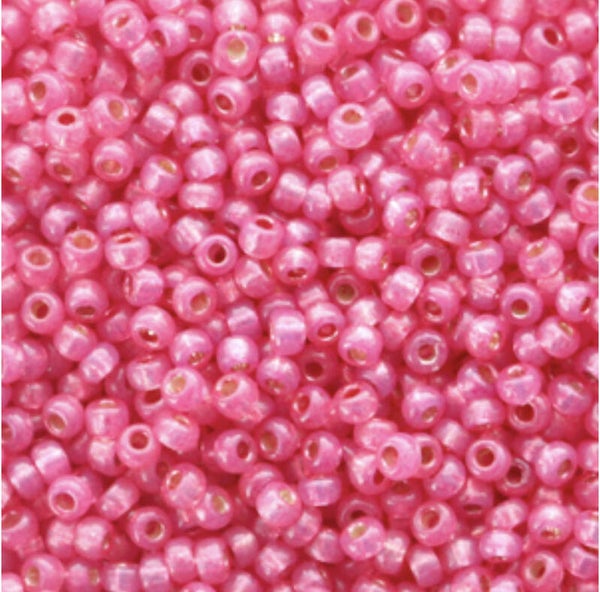 Miyuki 11/0 2mm Duracoat silverlined Dyed flamingo pink