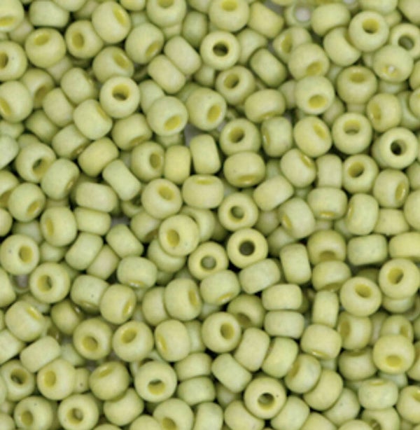 Miyuki rocailles 2mm Opaque glazed frosted rainbow olive green 11-4697