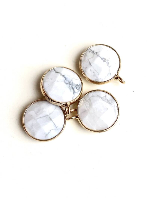 Natuursteen hanger Marble White - Gold