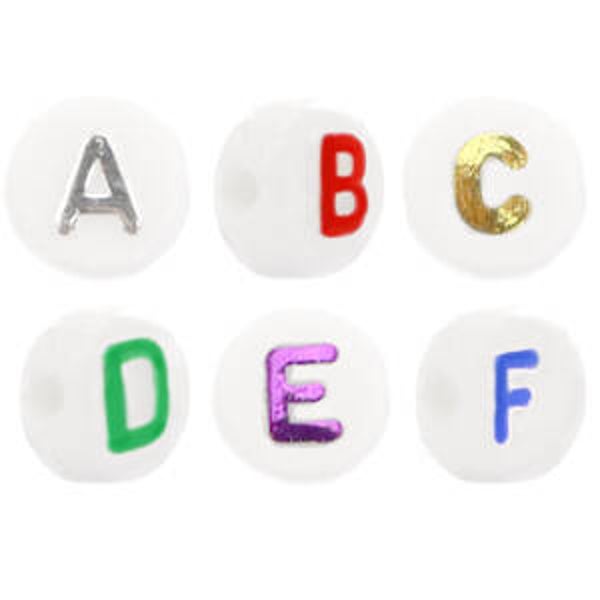 Acryl letterkralen mix Metallic multi colour 50 stuks