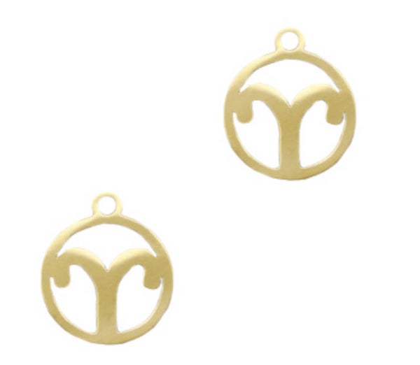 Stainless steel bedel sterrenbeeld Ram Goud