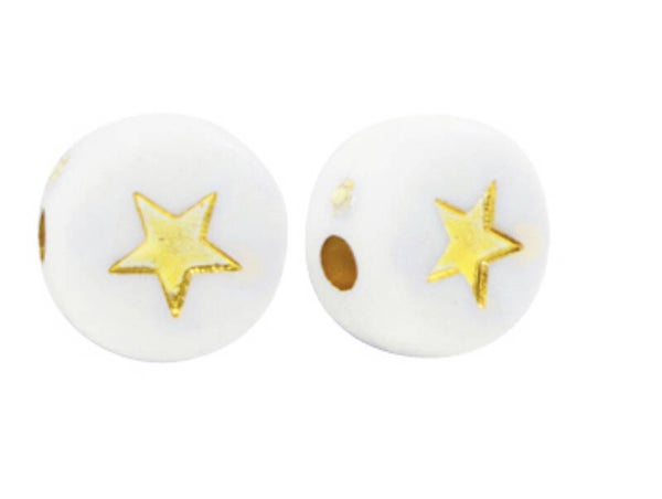 Acryl letterkralen star white Gold