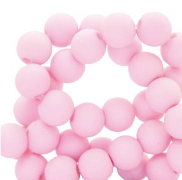 6 mm kralen van acryl matt Sweet light pink