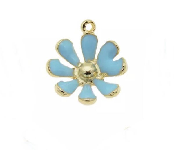 Bedel emaille  gold - blue flower