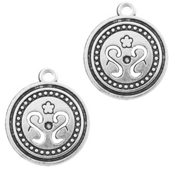 Bedel / munt metaal zilver  19mm