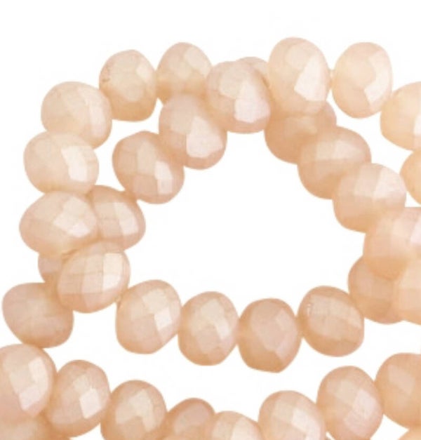 Facet kralen top quality disc 4x3 mm mat Rose dust