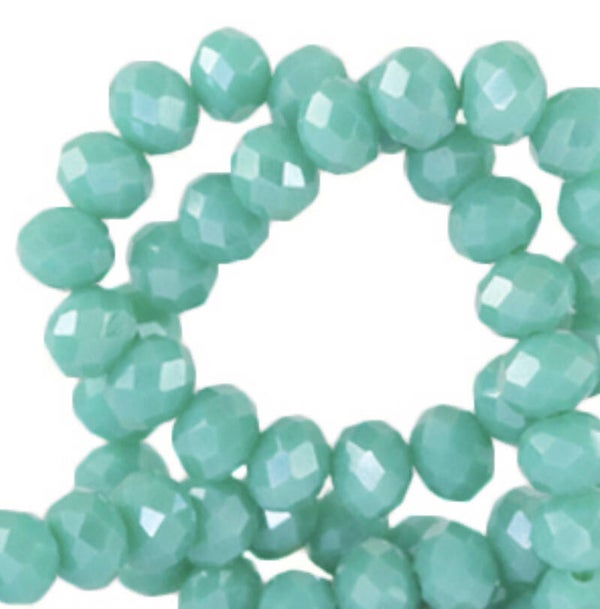 Facet kralen 4x3mm waterfall blue - half pearl shine coating