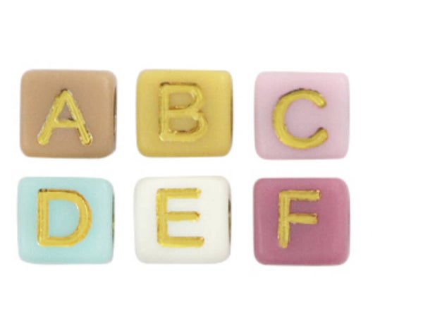 Letter kralen mix pastel 6x6mm
