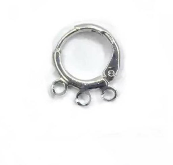 Oorbel hangers rond met 3 oogjes zilver 