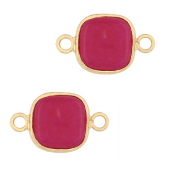Natuursteen tussenstuk 12x12mm Magenta purple - gold