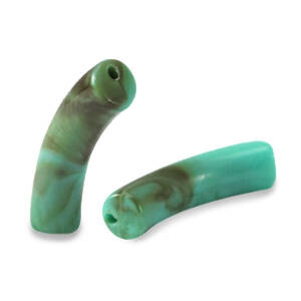 Tube kralen acryl Turquoise Marble