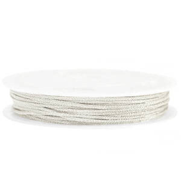 Gevlochten macramé draad 1mm ivory metallic