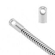 Stainless steel  (RVS)  Eindkapje voor jasseron Snake Ø3.4mm ZILVER