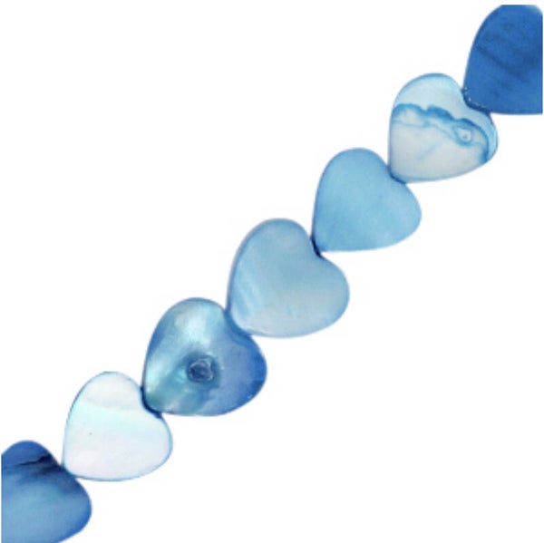 Schelp kralen heart  sky blue 8mm