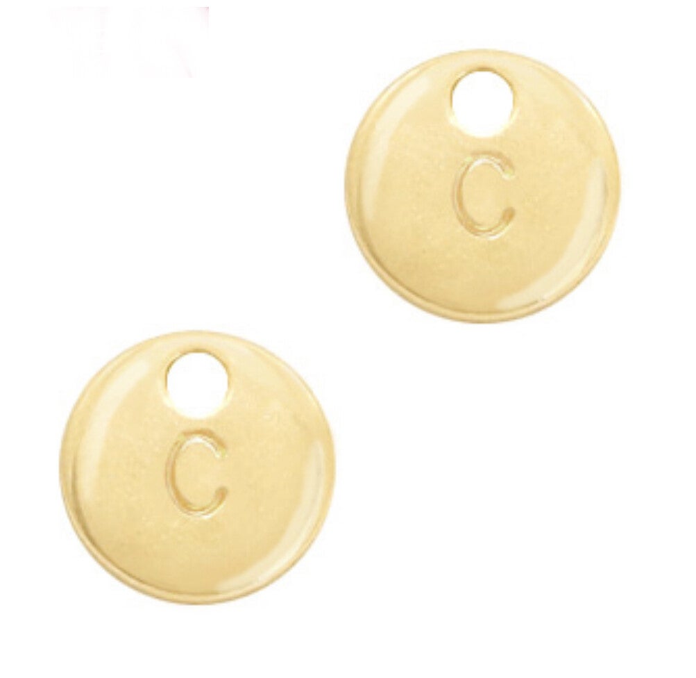 Metaal bedel initial C Goud (nikkelvrij)