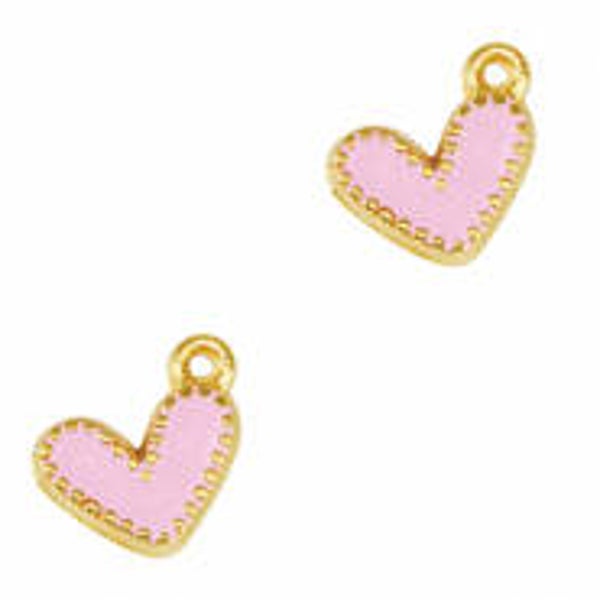 Metaal bedel dq heart goud-lilac rose