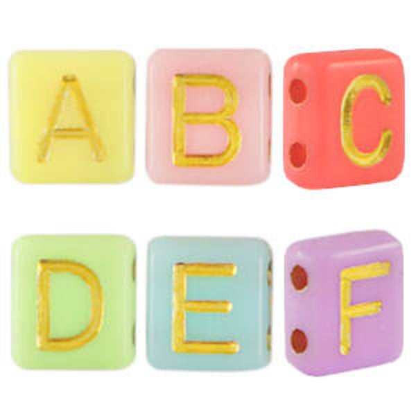 Acryl letterkralen multicolour
