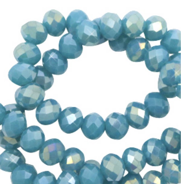 Facet kralen 4x3mm faded denim blue - half diamond coating