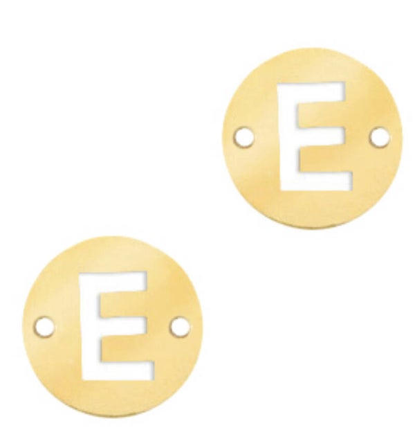 Stainless steel initial coin 10mm E goud